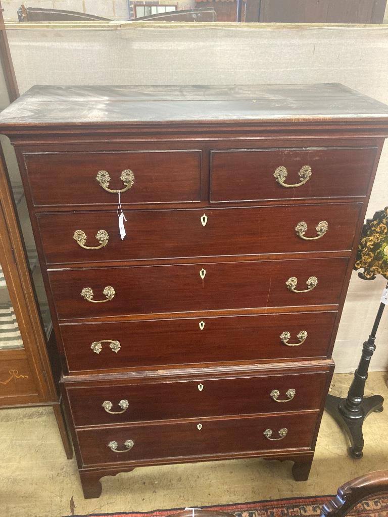 A George III mahogany chest on chest, width 104cm, depth 49cm, height 162cm